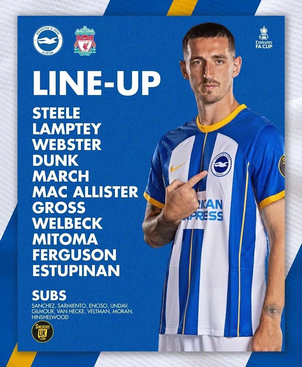 星空体育-关于今夜布莱顿调整名单以备足总杯，远射贴柱环节打磨，管理层满意，赛程密集仍需轮换的信息-星空体育